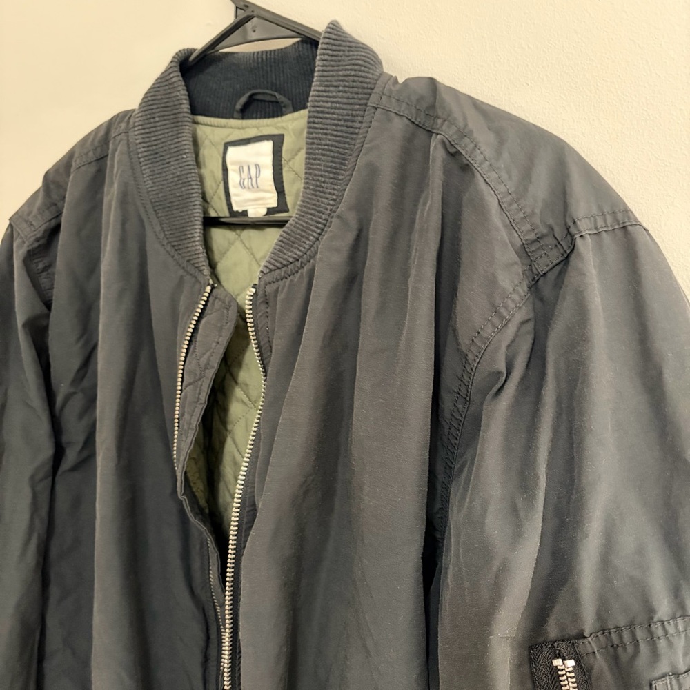 Y2K GAP Men's Black and Green Bomber Jacket Men’s Tall XL - Picture 2 of 9